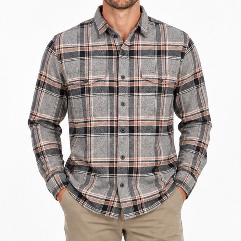 Lucky Brand Saturday Stretch Plaid Flannel Shirt Medium